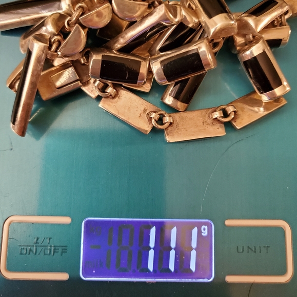 Heavy Vintage Mexico Sterling black onyx inlay Necklace - Picture 10 of 15